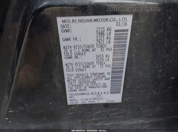 5N1AR2MM5GC624142 2016 NISSAN PATHFINDER Black Շարժիչի բաժամունքի տեսք