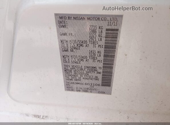 5N1AR2MM6GC603106 2016 NISSAN PATHFINDER White 