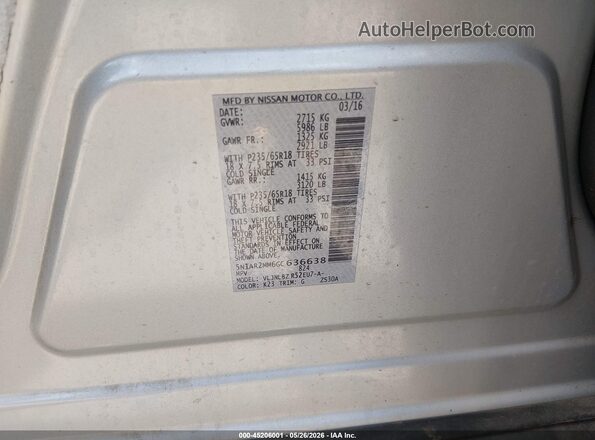5N1AR2MM6GC636638 2016 NISSAN PATHFINDER Silver Շարժիչի բաժամունքի տեսք
