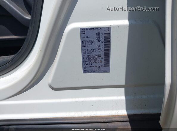 5N1AR2MM9GC642403 2016 NISSAN PATHFINDER White Widok komory silnika