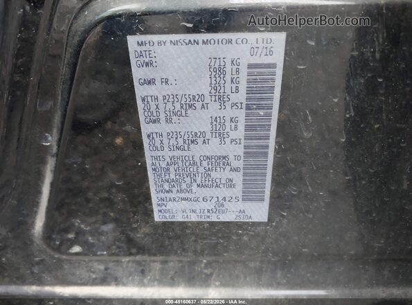 5N1AR2MMXGC671425 2016 NISSAN PATHFINDER Black Շարժիչի բաժամունքի տեսք