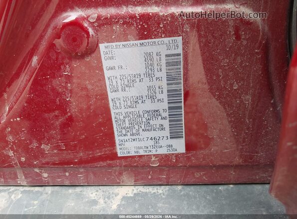 5N1AT2MT1LC746273 2020 NISSAN ROGUE Red Widok komory silnika