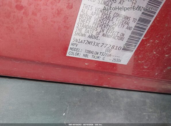 5N1AT2MT3JC772810 2018 NISSAN ROGUE Red Вид підкапотного простору