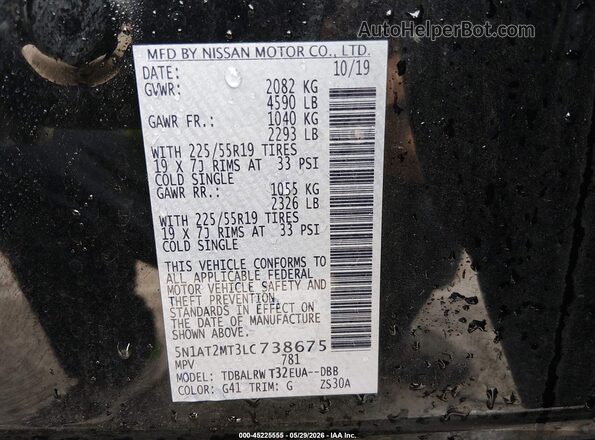 5N1AT2MT3LC738675 2020 NISSAN ROGUE Black Engine compartment view