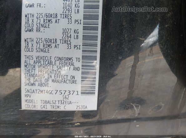 5N1AT2MT4GC757371 2016 NISSAN ROGUE Black 