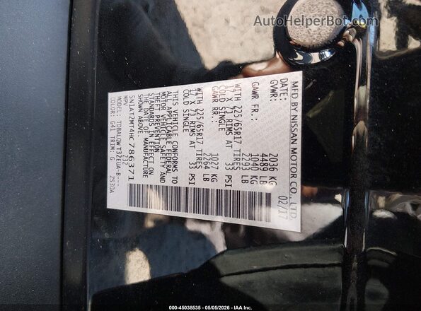 5N1AT2MT4HC786371 2017 NISSAN ROGUE Black 