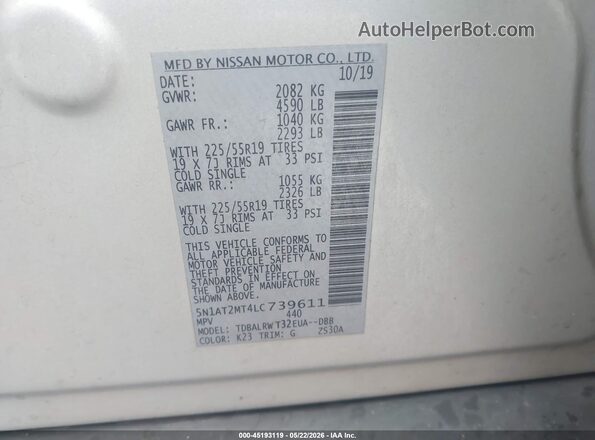 5N1AT2MT4LC739611 2020 NISSAN ROGUE Серебряный Вид подкапотного пространства