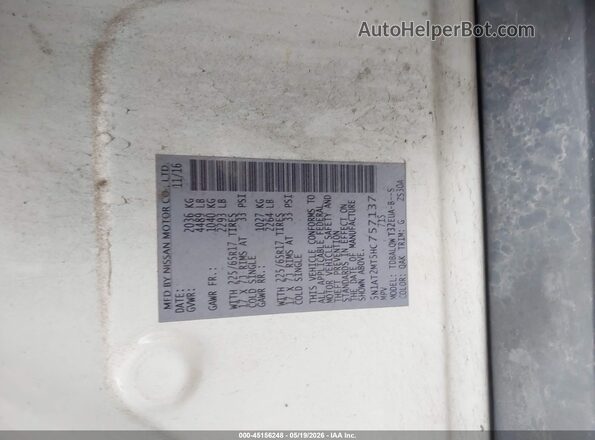 5N1AT2MT5HC757137 2017 NISSAN ROGUE White Շարժիչի բաժամունքի տեսք