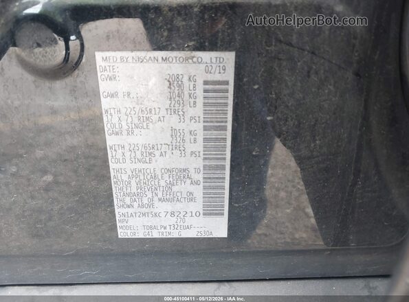 5N1AT2MT5KC782210 2019 NISSAN ROGUE Black Engine compartment view