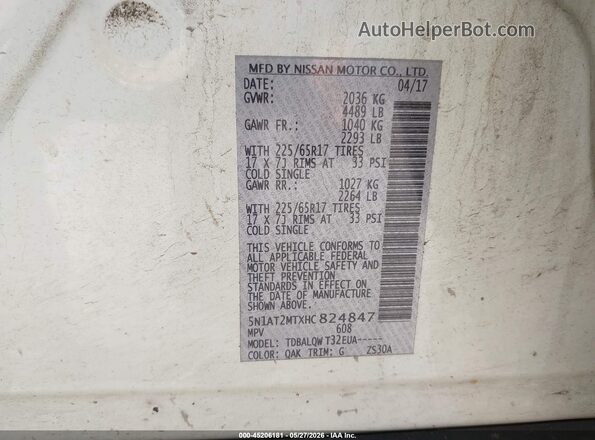 5N1AT2MTXHC824847 2017 NISSAN ROGUE White 
