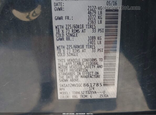 5N1AT2MV1GC861785 2016 NISSAN ROGUE Blue Engine compartment view