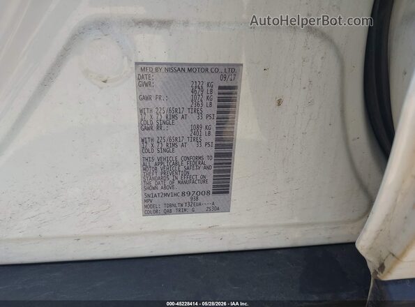 5N1AT2MV1HC897008 2017 NISSAN ROGUE White Շարժիչի բաժամունքի տեսք