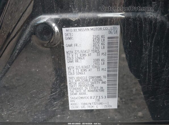5N1AT2MV4JC827153 2018 NISSAN ROGUE Black 