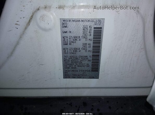 5N1AT2MV5HC794996 2017 NISSAN ROGUE White 