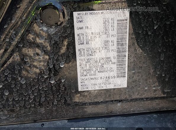 5N1AT2MV9GC824659 2016 NISSAN ROGUE Black Engine compartment view