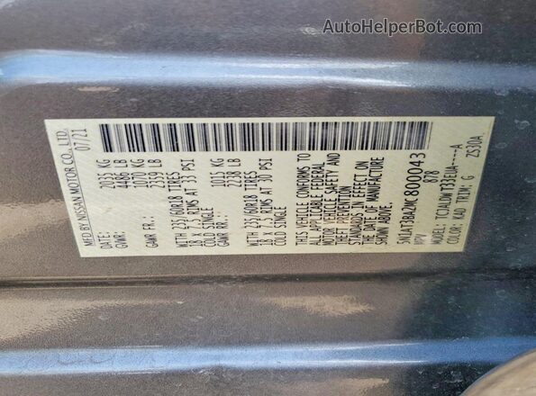 5N1AT3BA2MC800043 2021 NISSAN ROGUE Gray 