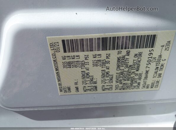 5N1AT3BA4MC750195 2021 NISSAN ROGUE Blue Vista del compartimento del motor