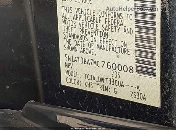 5N1AT3BA7MC760008 2021 NISSAN ROGUE Black Widok komory silnika