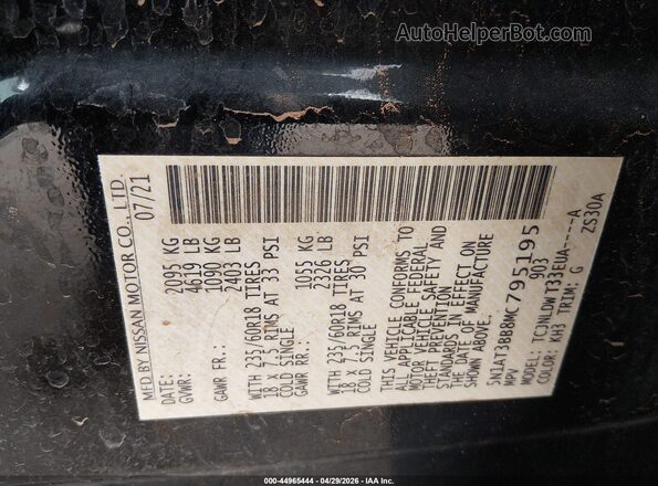 5N1AT3BB8MC795195 2021 NISSAN ROGUE Black Vista del compartimento del motor