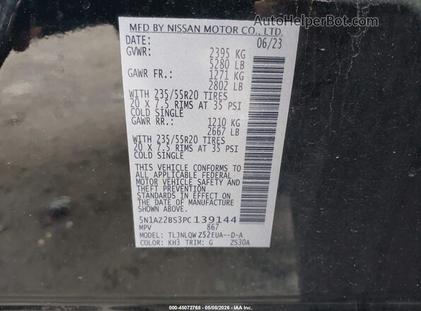 5N1AZ2BS3PC139144 2023 NISSAN MURANO Black Widok komory silnika