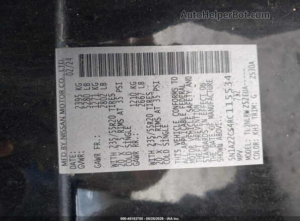 5N1AZ2CS4RC115534 2024 NISSAN MURANO Black Vista del compartimento del motor