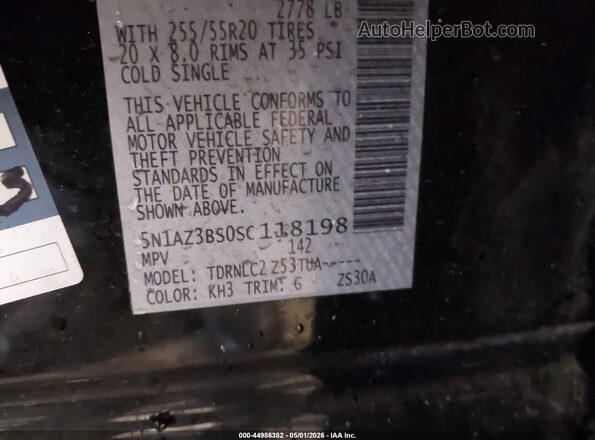 5N1AZ3BS0SC118198 2025 NISSAN MURANO Black Engine compartment view