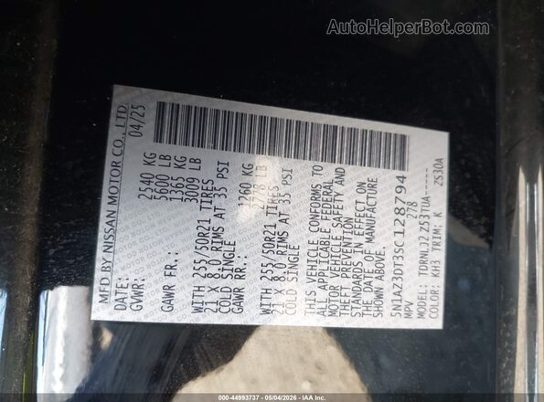 5N1AZ3DT3SC128794 2025 NISSAN MURANO Black Vista del compartimento del motor