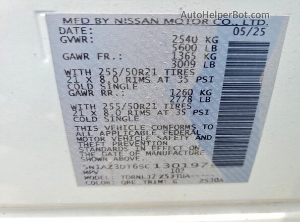 5N1AZ3DT6SC130197 2025 NISSAN MURANO White 