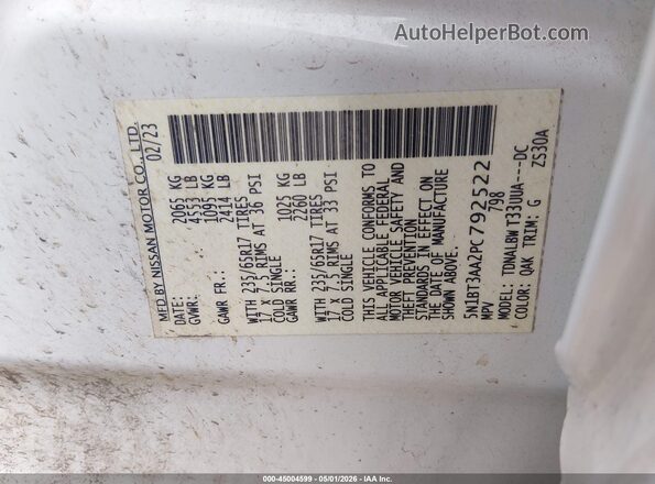 5N1BT3AA2PC792522 2023 NISSAN ROGUE White 