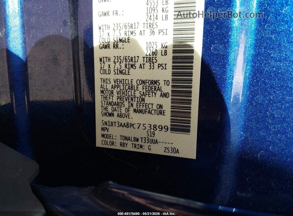 5N1BT3AA8PC753899 2023 NISSAN ROGUE Blue Շարժիչի բաժամունքի տեսք