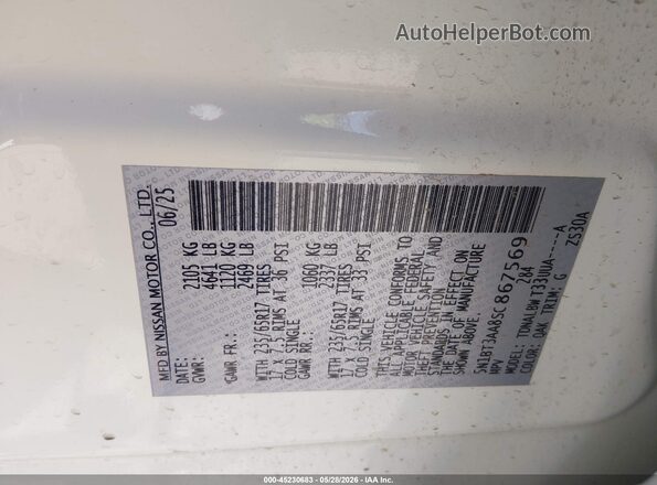 5N1BT3AA8SC867569 2025 NISSAN ROGUE White Vista del compartimento del motor