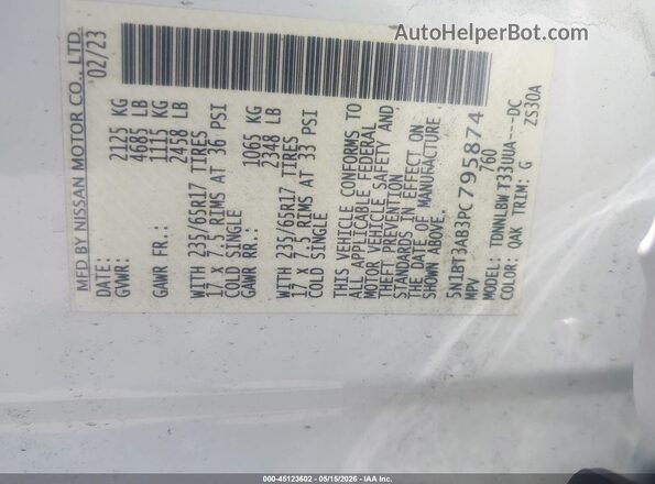 5N1BT3AB3PC795874 2023 NISSAN ROGUE White Vista del compartimento del motor
