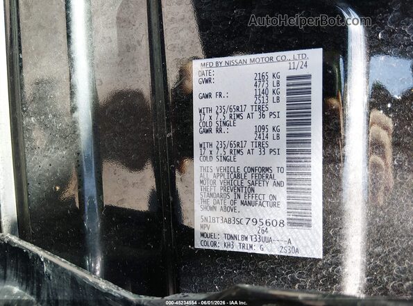 5N1BT3AB3SC795608 2025 NISSAN ROGUE Black Vista del compartimento del motor