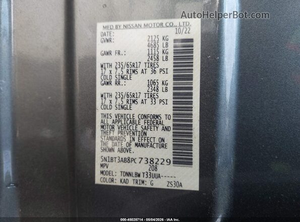 5N1BT3AB8PC738229 2023 NISSAN ROGUE Gray 