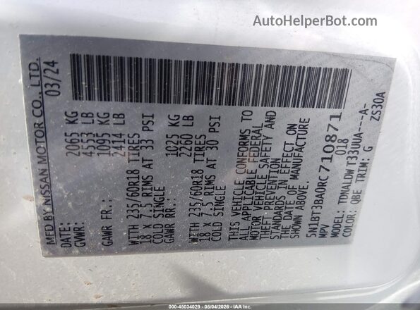 5N1BT3BA0RC710871 2024 NISSAN ROGUE White Вид підкапотного простору