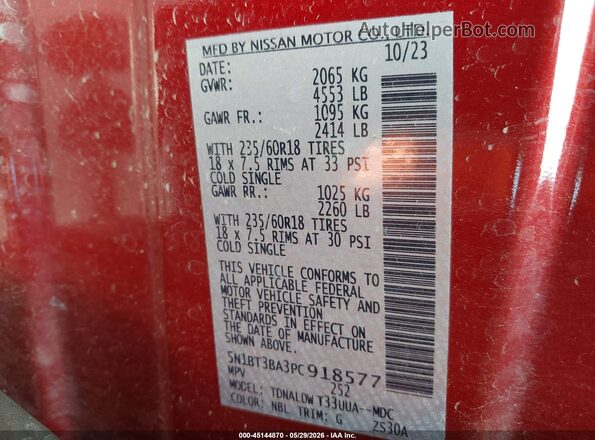 5N1BT3BA3PC918577 2023 NISSAN ROGUE Red Engine compartment view