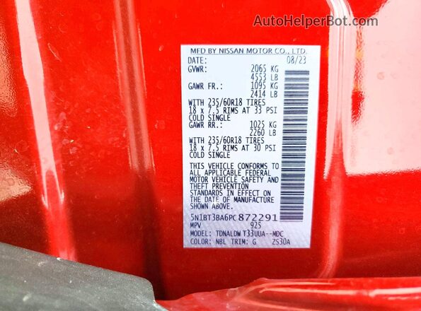 5N1BT3BA6PC872291 2023 NISSAN ROGUE Red 
