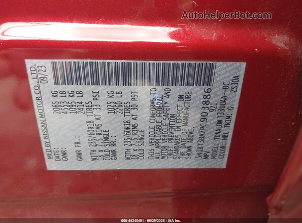 5N1BT3BA7PC903886 2023 NISSAN ROGUE Burgundy Շարժիչի բաժամունքի տեսք