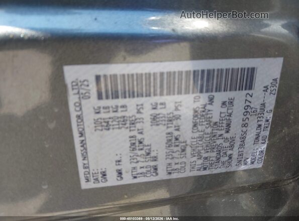 5N1BT3BA8SC859972 2025 NISSAN ROGUE Gray 