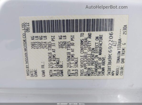 5N1BT3BA9PC692206 2023 NISSAN ROGUE White Vista del compartimento del motor