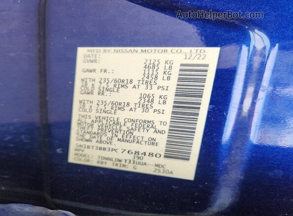5N1BT3BB3PC768480 2023 NISSAN ROGUE Blue 