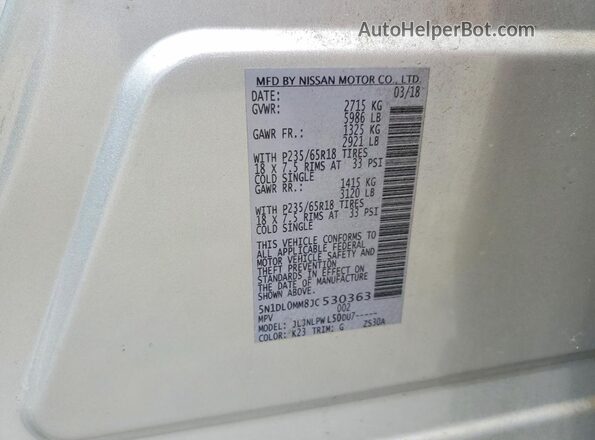 5N1DL0MM8JC530363 2018 INFINITI QX60 Silver 