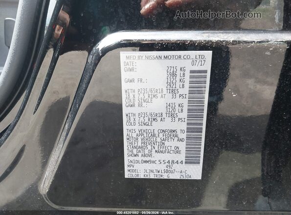 5N1DL0MM9HC554844 2017 INFINITI QX60 Black Engine compartment view