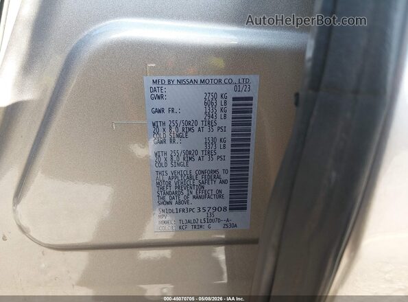 5N1DL1FR3PC357908 2023 INFINITI QX60 Beige Вид підкапотного простору