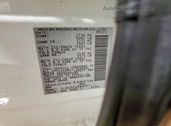 5N1DL1FS6NC330556 2022 INFINITI QX60 Белый Панорамный вид салона 360°