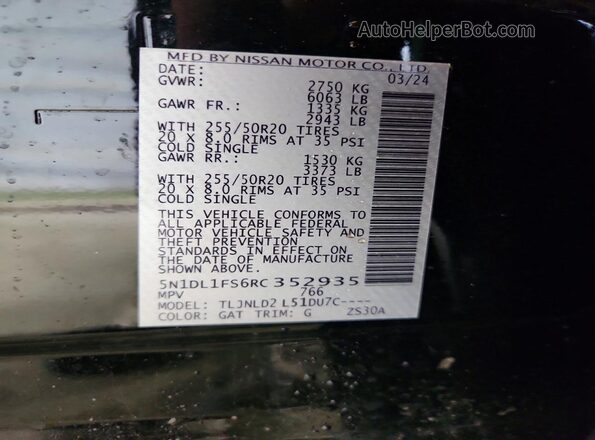 5N1DL1FS6RC352935 2024 INFINITI QX60 Black 