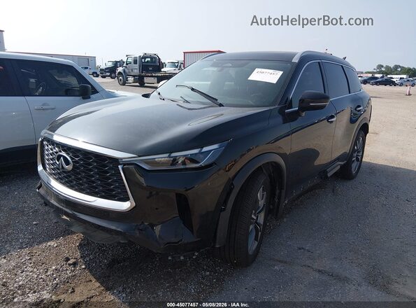 5N1DL1FS8PC349340 2023 INFINITI QX60 Black წინა მარცხენა ხედი სამი მეოთხედიდან