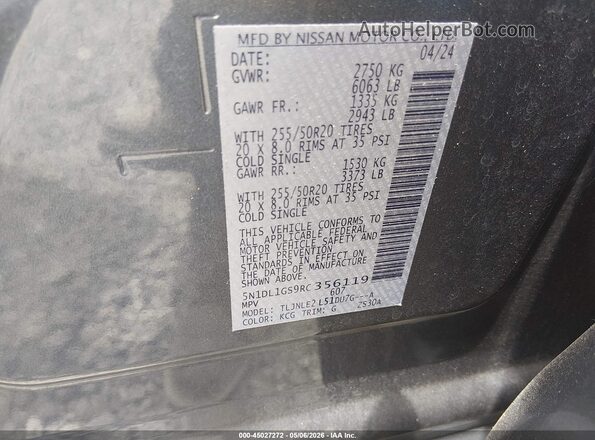 5N1DL1GS9RC356119 2024 INFINITI QX60 Gray Widok komory silnika