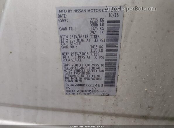 5N1DR2MM0HC623463 2017 NISSAN PATHFINDER Silver Շարժիչի բաժամունքի տեսք