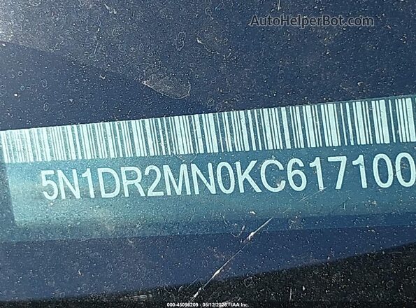 5N1DR2MN0KC617100 2019 NISSAN PATHFINDER Black 